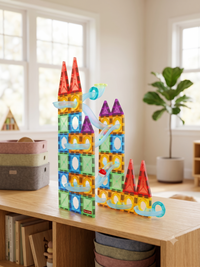 100-Piece Magnetic Tiles Rolling Ball Building Blocks | STEM Marble Run Construction Set | Creative Educational Building Toy for Boys & Girls (3+ Years)