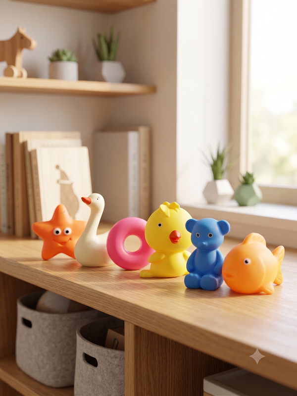 Chu Chu Toy for New Born Babies, Squeeze Sound Squeaky Bathing Toy for Baby, Non-Toxic, BPA Free Colorful Soft Rubber Water Toys for Kids(pack of 6))