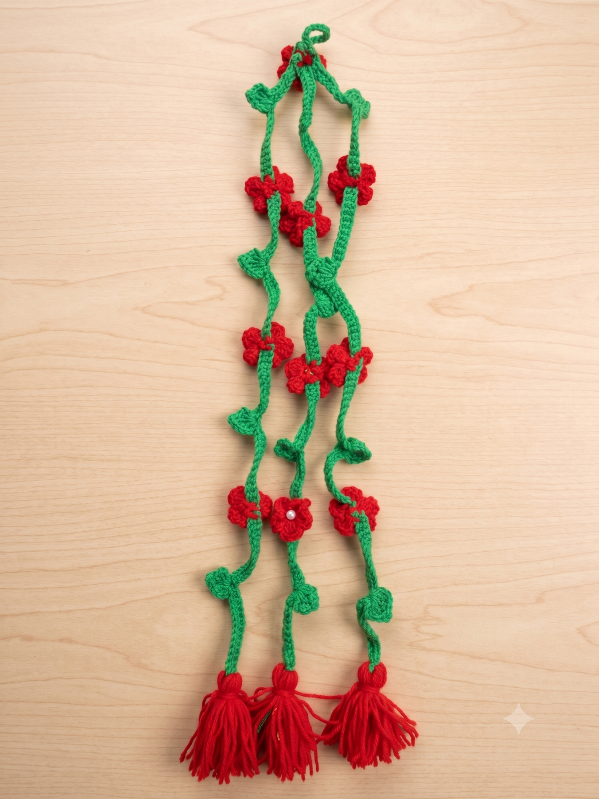 Handcrafted Crochet Flower Baby Paranda – Traditional Floral Hair Braid Accessory & Tassel Extension for Baby Girls