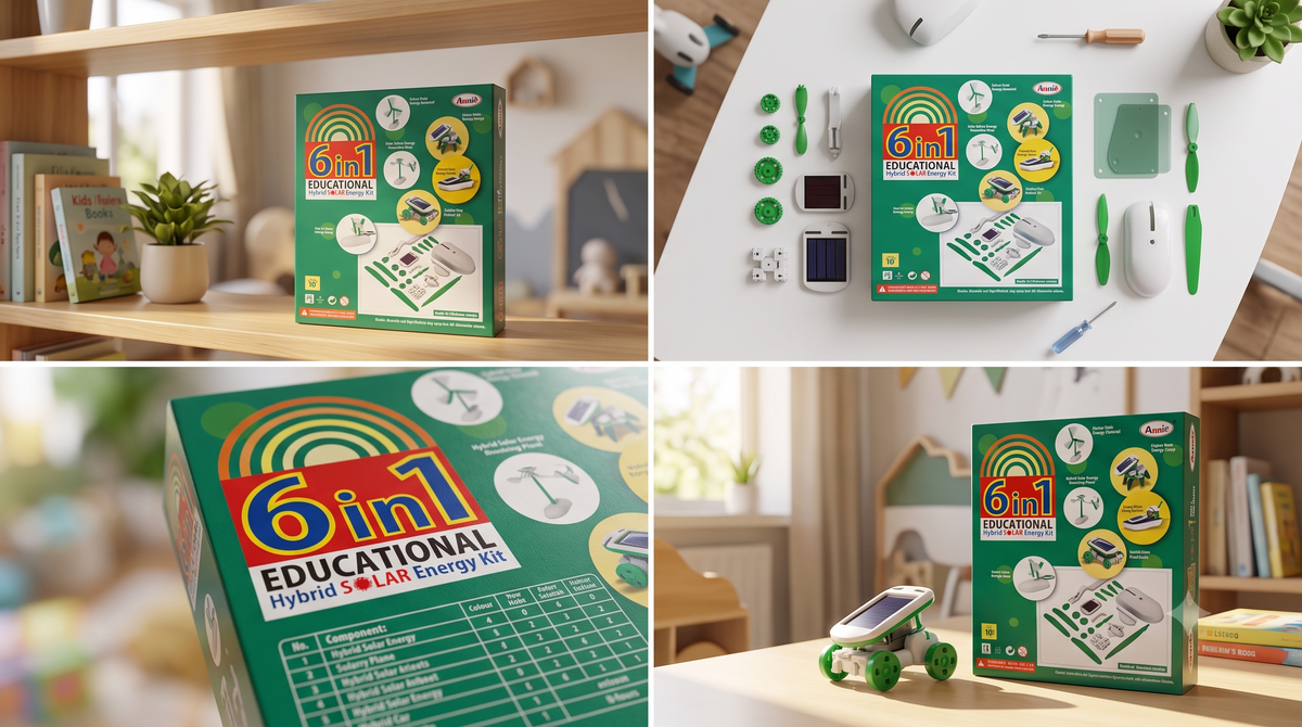 6-in-1 Educational Solar Robot Kit – DIY STEM Learning Toy for Kids | Hybrid Solar Powered | Series 1 | Multicolor