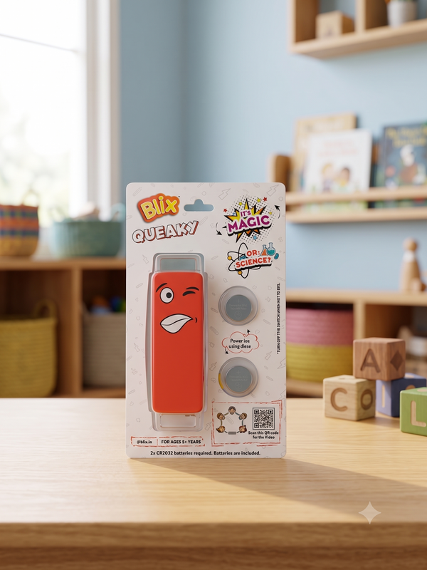 Blix Queaky- STEM & Experimental Toy | Learning and Creative & Educational Toys | Best Gift for Kids | Queaky is not just Musical and Sound Toy | Learn Through Play (Red) Age 5,6,7,8,9+